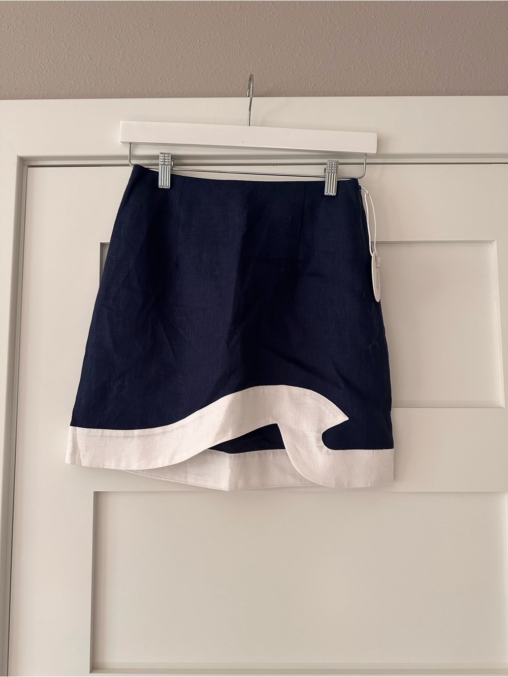 STAUD Leandro Linen Wave Mini Skirt